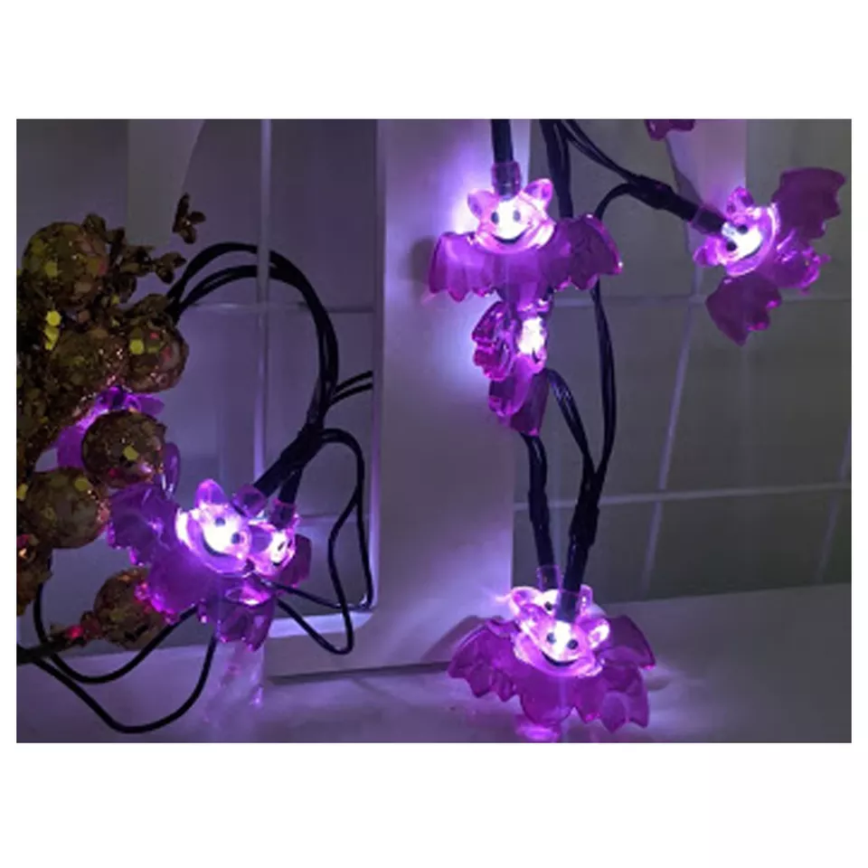 1M 10 LED Halloween Bat Battery Operated PVC String Lights Indoor Home Decor