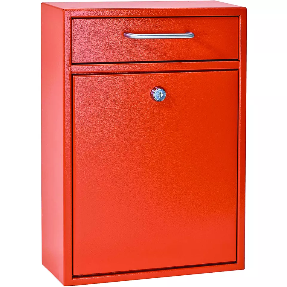 HaiduongMP Steel Drop Box Wall-Mounted Mailbox Hanging Secured Postbox Durable Spacious Key With Orange Color