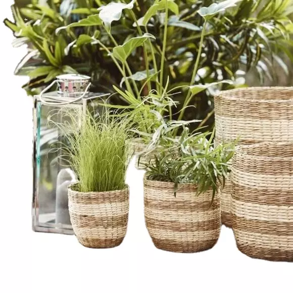 Environmentally Indoor Planter Resource-efficient Product Vietnamese exporter New Woven Flower Basket Lovely Nordic Decoration