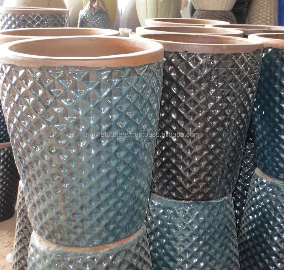 Outdoor glazed ceramic pots