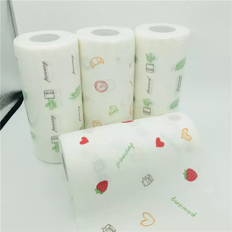 Vietnam Factory Customized OEM/ ODM Virgin Pulp White 20cm Height Printed Paper Kitchen Tissue Towel Roll