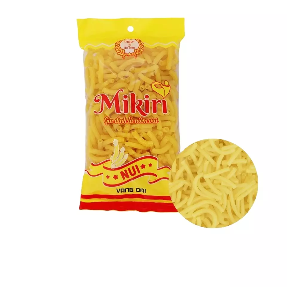 Yellow Macaroni (Long Stalks) Tubular Shape Bag Packaging Pasta Type Macaroni Wheat flour, cooking in 10 minutes - 12 minutes