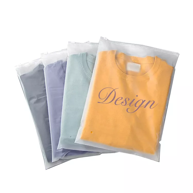 Custom print eco friendly sustainable waterproof clear PE swimwear frosted clothing ziplock bag PVC plastic zipper packaging bag