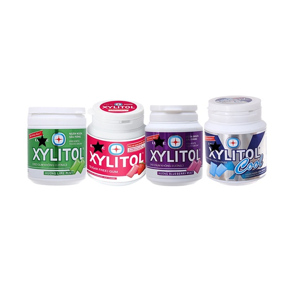 Xylitol Chewing Gum Xylitol Jar Lime Mint, Strawberry, Blueberry, Cool mint 58gx72