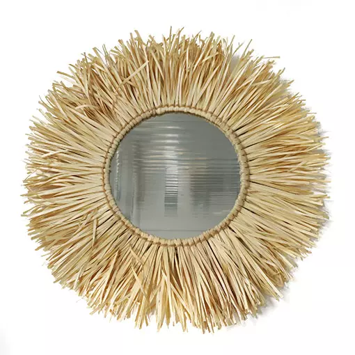 High Quality Decorative Handmade Straw Round Mirror for Wall Decor Vietnam Handicraft Wholesales Manufactured