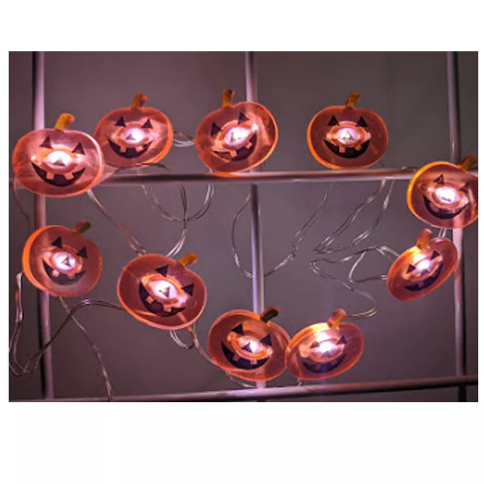 New Arrival 2021 1.1M 10 LED Halloween Pumpkin Battery Operated Silver Wire String light Indoor Home Decor