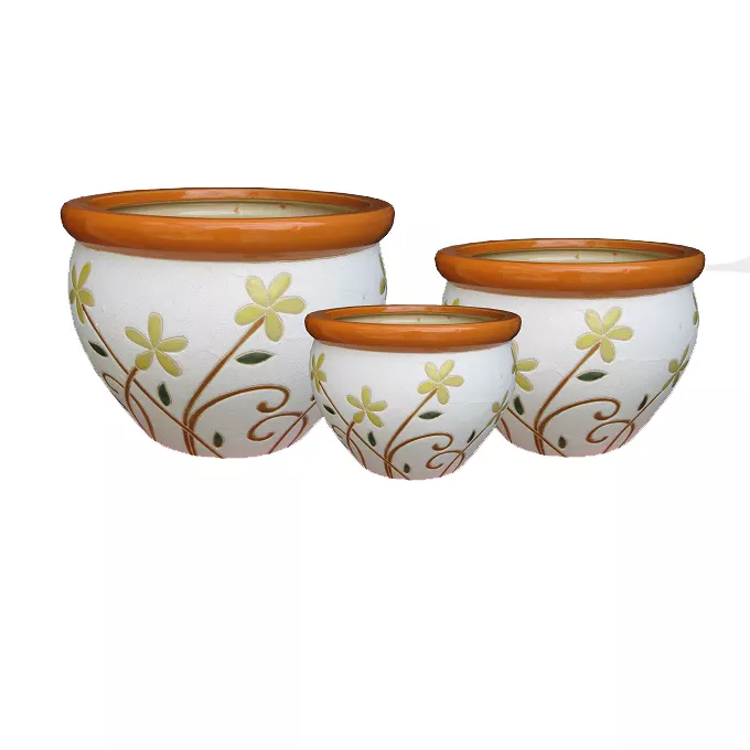 Ceramic pot, set of 3 made in Vietnam face planter flower pot plants pots large size planter outdoor