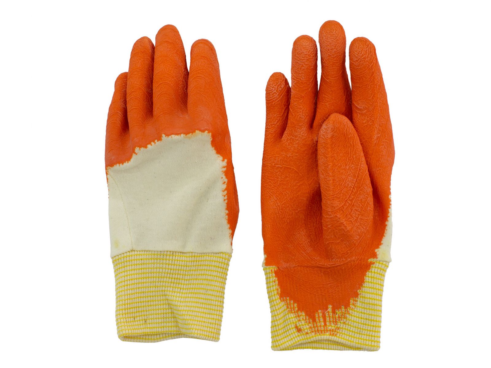 100% Cotton Cloth Gloves with a rubberized wrist strap (orange)