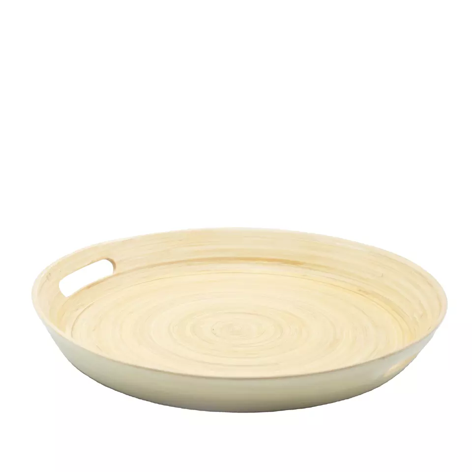 High quality round bamboo serving tray with handle cheapest 2020 eco-friendly