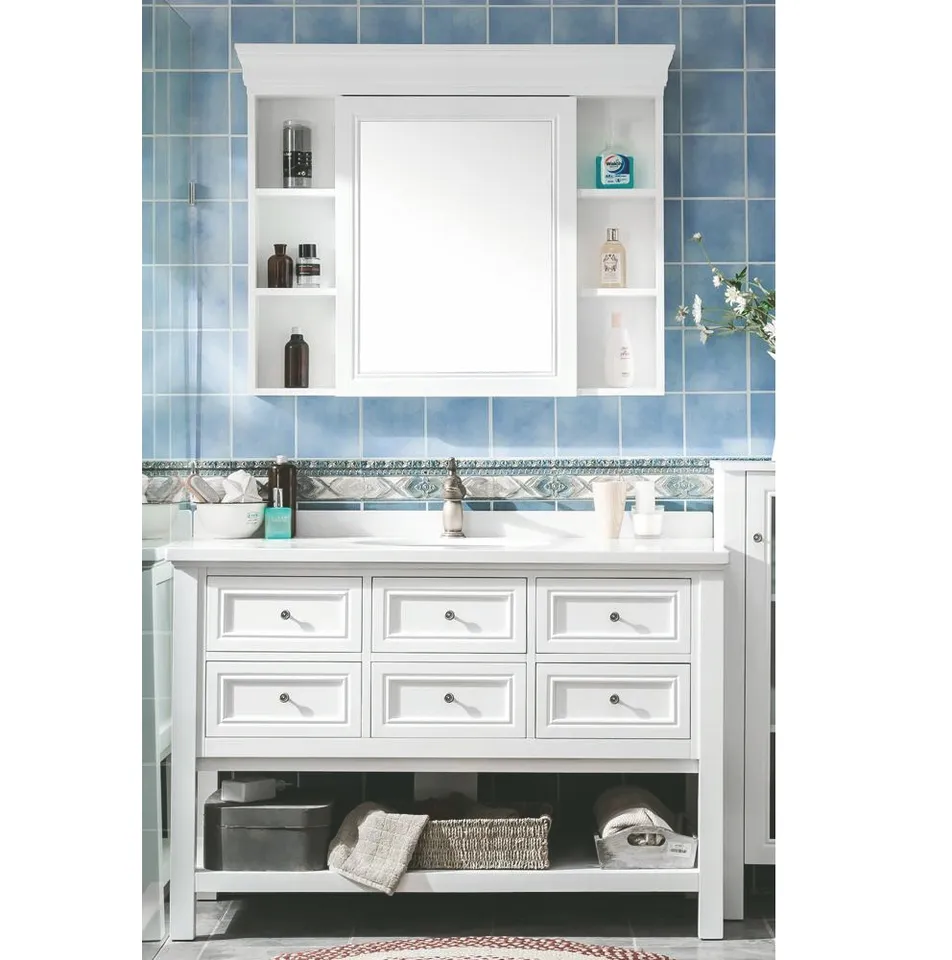 Modern bathroom cabinet with sinks LED mirror waterproof bathroom vanity designs