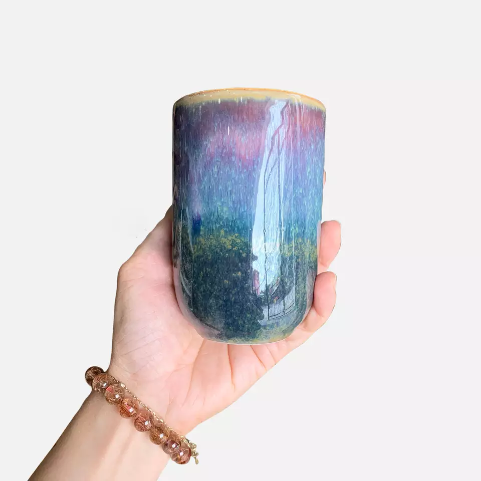 Customized Promotion Ceramic Cup Set Snow Pink Coffee & Tea Mug 8 cm x 11cm