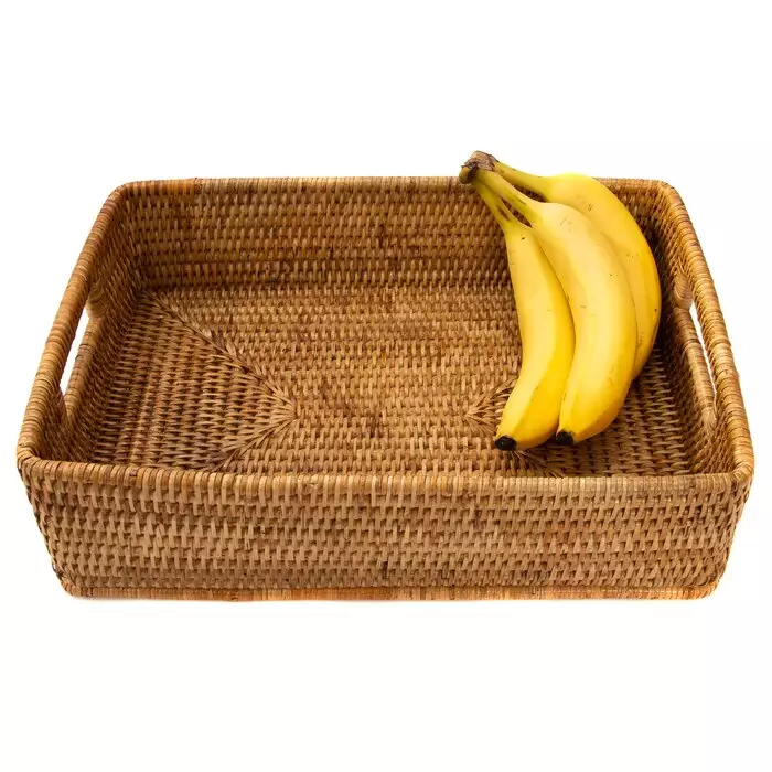 New release European style Vintage Small MOQ Handmade Rectangular Rattan storage bin for small things storage