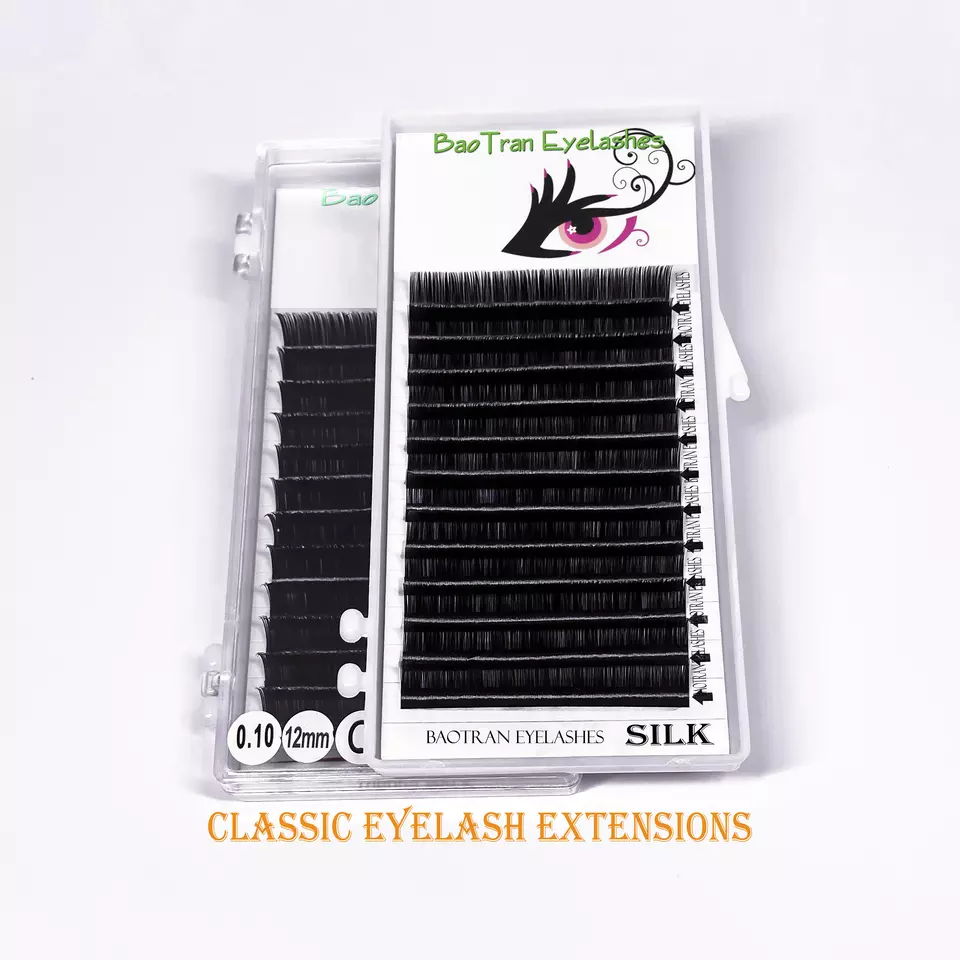 Premium Eyelash Extension With Thickness 0.05 0.07 0.10, 0.12, 0.15 Curl B C D U lashes lash in tray lash in label