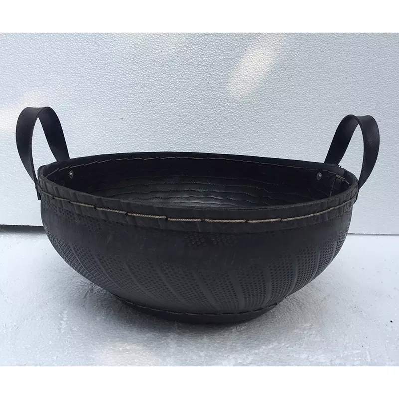 High Quality Recycle Rubber Storage Basket Hotsale Cheap Simple Style Made In Vietnam With Handle 08