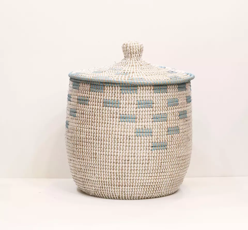 Sea grass laundry decor natural handmade colorful laundry hamper basket