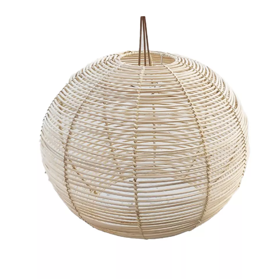 OEM ODM Handicraft Eco Friendly Top Price Low MOQ Best Brand White And Brown Circular Woven Bamboo And Rattan Lanterns