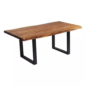 Modern Home Furniture Adjustable Acacia Material Indoor Live Edge Dining Tables solid Acacia with metal leg ID002
