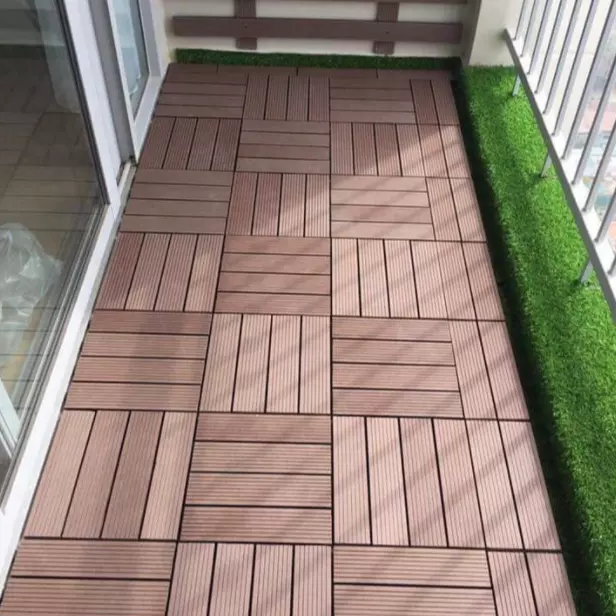 Hot seller deck tiles co-extrusion garden floor waterproof interlocking wood plastic composite flooring tiles