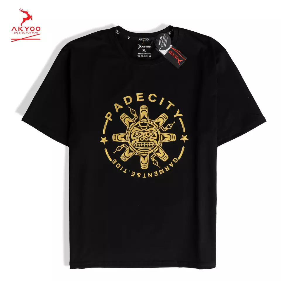 T shirt Oversize for Men Black Short Sleeve Shirt with Pattern Summer Fashion