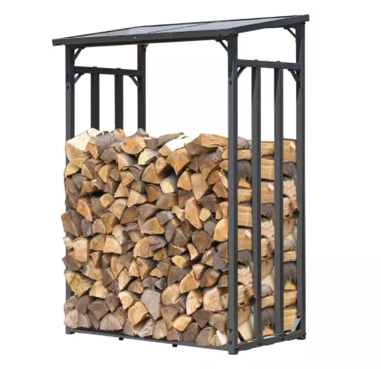 LEMO Metal Firewood Rack Anthracite 130 x 70 x 185 cm Garden Firewood Shelter,Firewood Storage Stacking Aid Outdo
