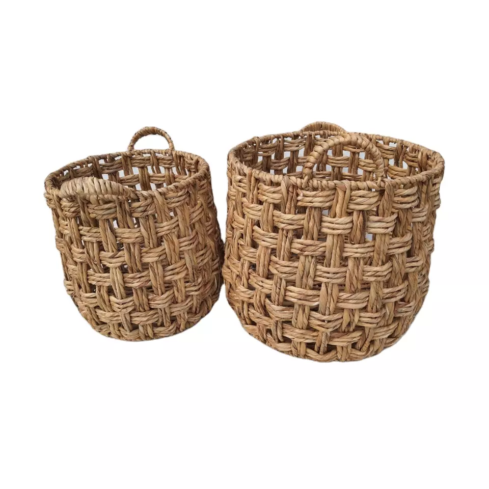 Material Eco- Friendly Handmade Round Water Hyacinth Basket Storage Basket With Handle For Multi purpose use Perfect