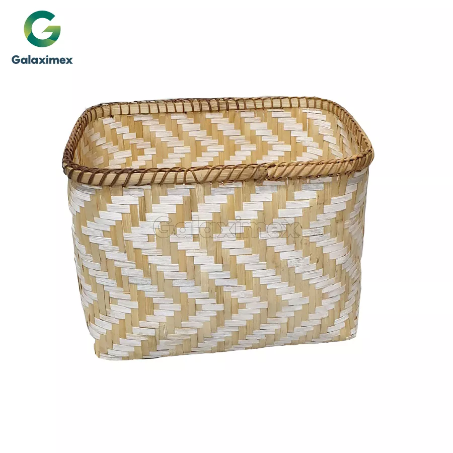 Basket Bamboo Storage with Handles Eco Material Natural Origin Sundries Made in Vietnam