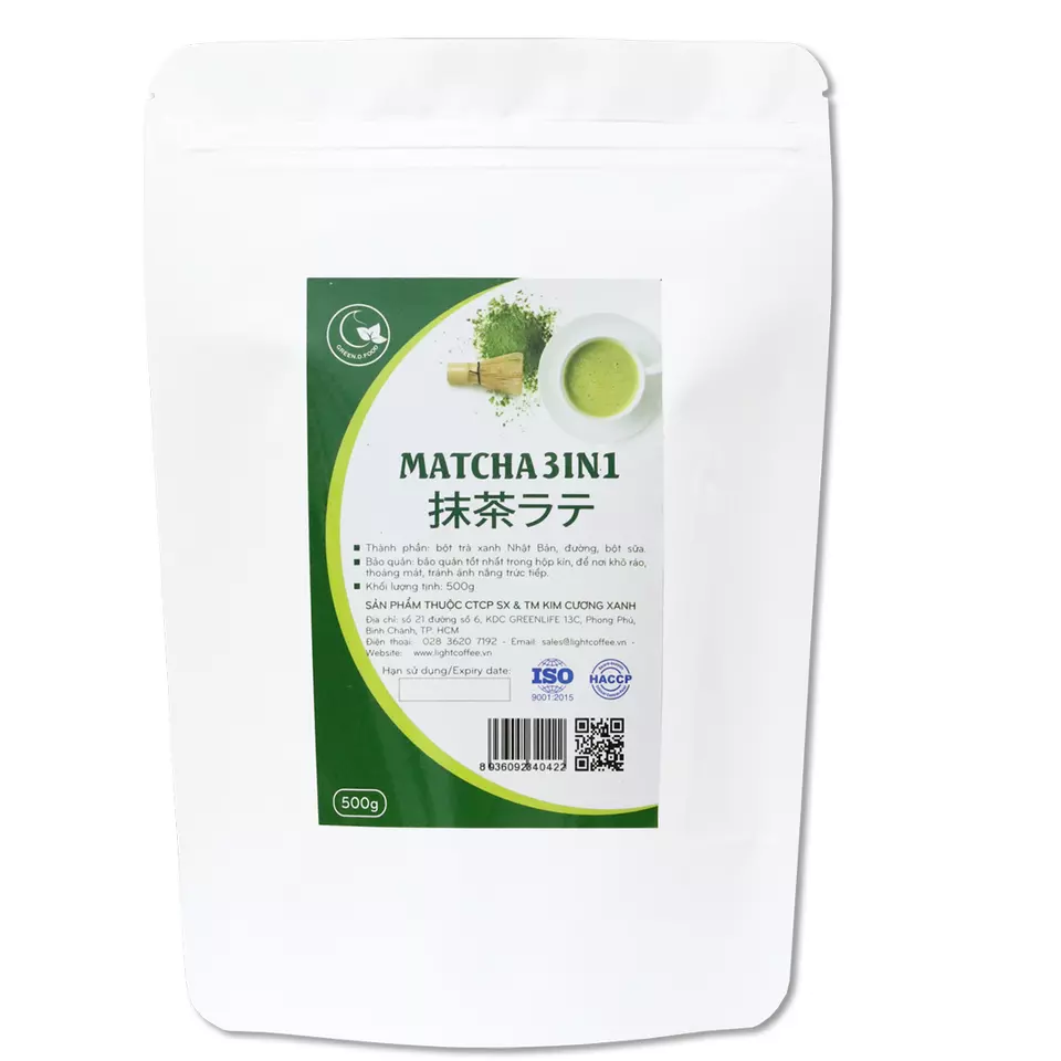 3IN1 Pack Of 500g Weight 0.5kg Ready To Use Raw Processed Matcha Green Tea Powder From Vietnamese Brand