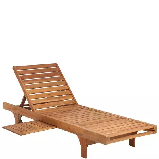 Acacia FSC Lounger Outdoor Furniture Garden Set Wood Sun Lounger WCD031.1 Galvenised Steel