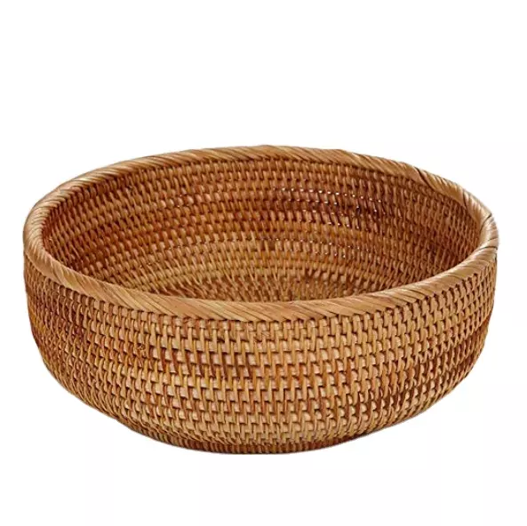 Trendy Vintage Style Basket Woven Handmade Rattan Fruit and Food Storage Basket Handmade in Vietnam