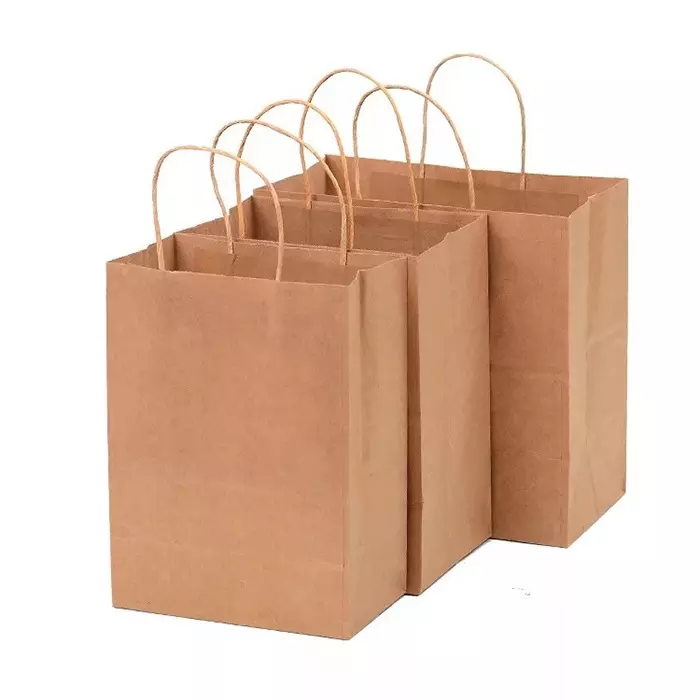 Vietnam Manufacturer custom printing shopping Kraft paper bags with twist handle for fast food custom bag with own logo