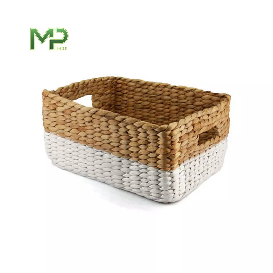 Wholesales water hyacinth storage handle nordi woven basket