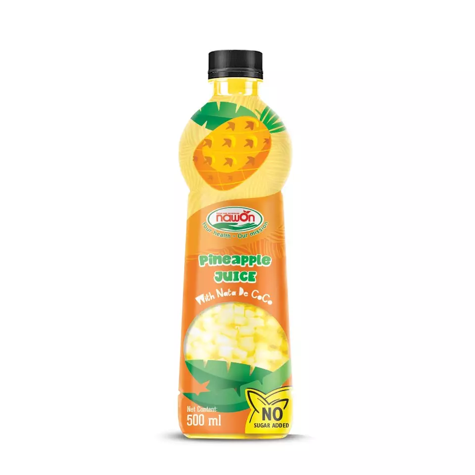 500ml NAWON Nata de Coco Pineapple Juice Low Sugar Free Sample Fruit Juice with Nata de Coco OEM/ODM Beverage Manufacturer