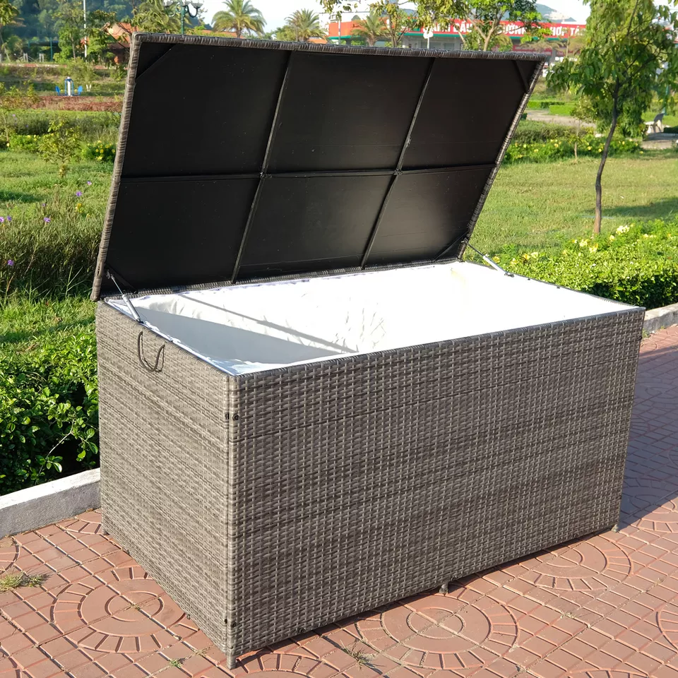 Multi-Function Large Capacity Outdoor Garden Storage Box Rattan Deck Box 115 Cm Vietnam Factory