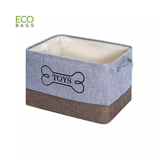 Dog Toys Storage Bins Canvas Stitching, Storage Basket for Sorting Toys, Clothes and Books