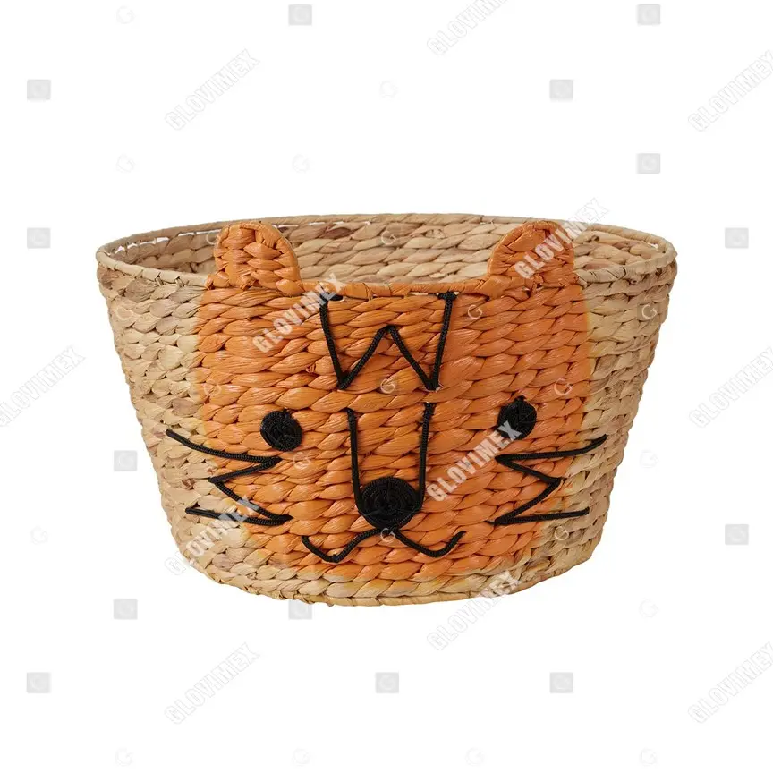 Creative Water Hyacinth Baskets Hanging Baskets Storage Basket with Handles Traditional Handcrafted Home Accessories