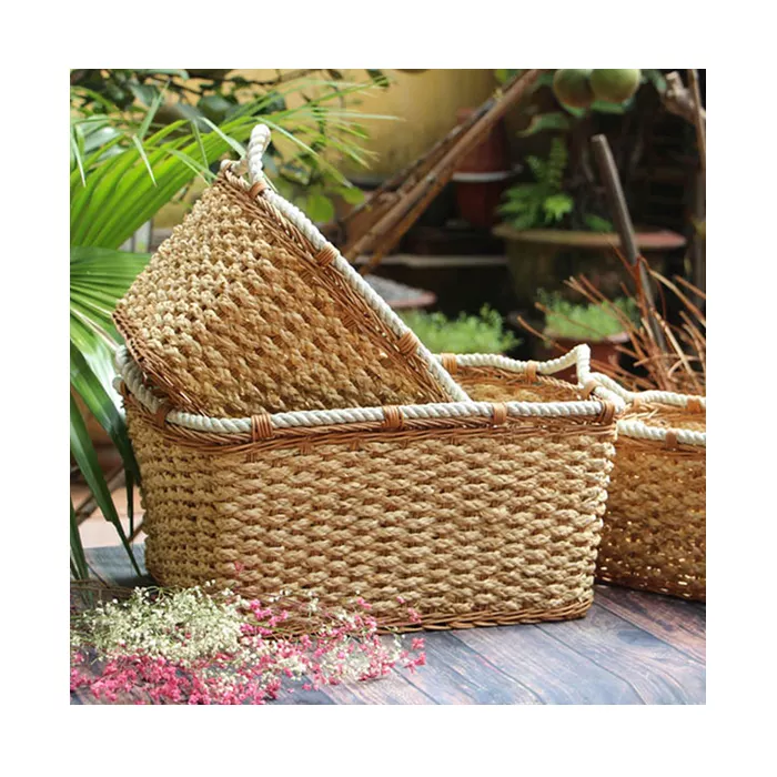 Handmade storage rattan Wicker Baskets Vietnam handicraft Home Basket Kitchen Storage Box