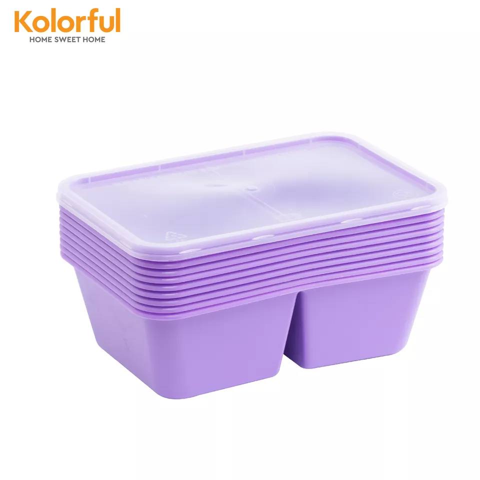 Disposable food container plastic for lunch having 2 division can put in microwave - Model L011201-6
