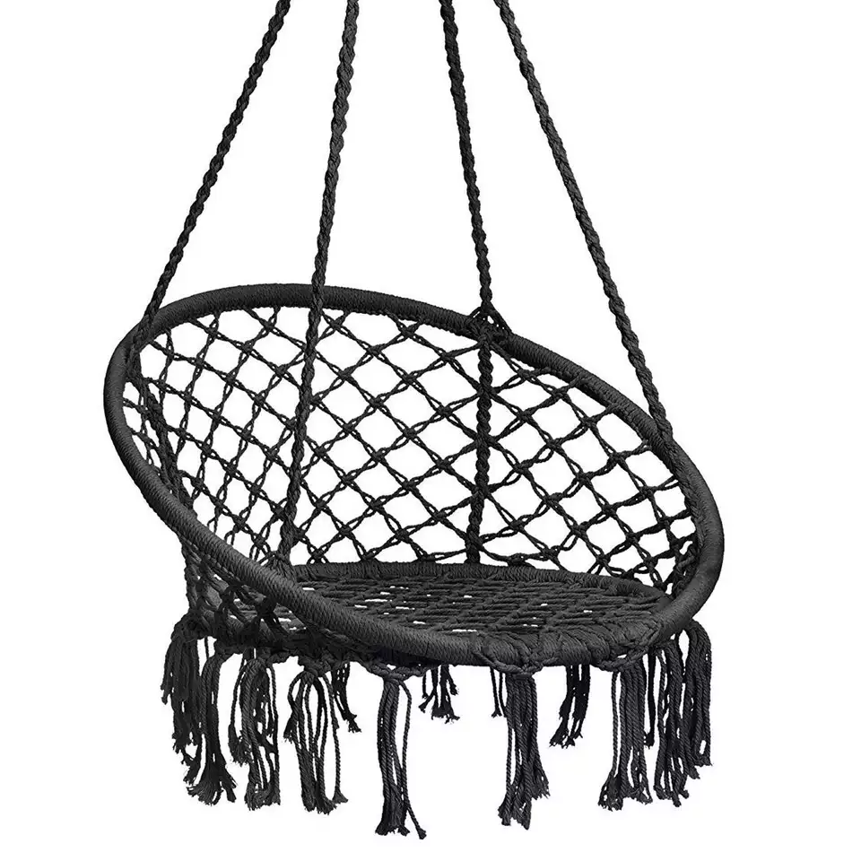 LEMO Hanging Hammock Chair Outdoor Indoor Garden Patio Swing Rope Net Macrame Seat