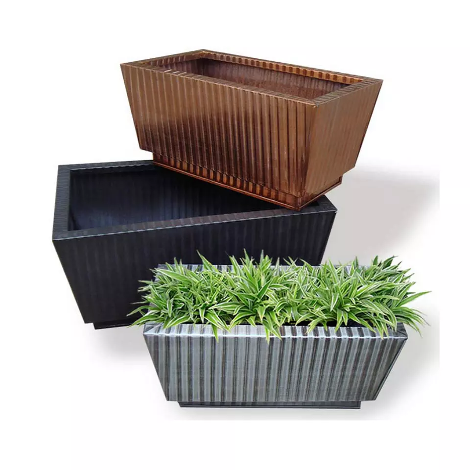 Outdoor big rectangular metal plant box for garden decor (many color)