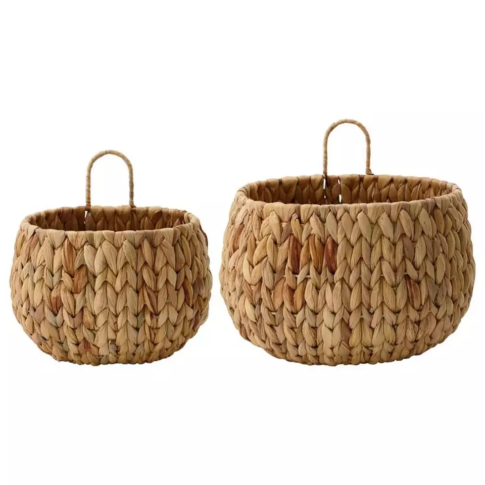 Wholesale Price Wall hanging water hyacinth baskets for storage and plant pot holder for indoor outdoor home decoration