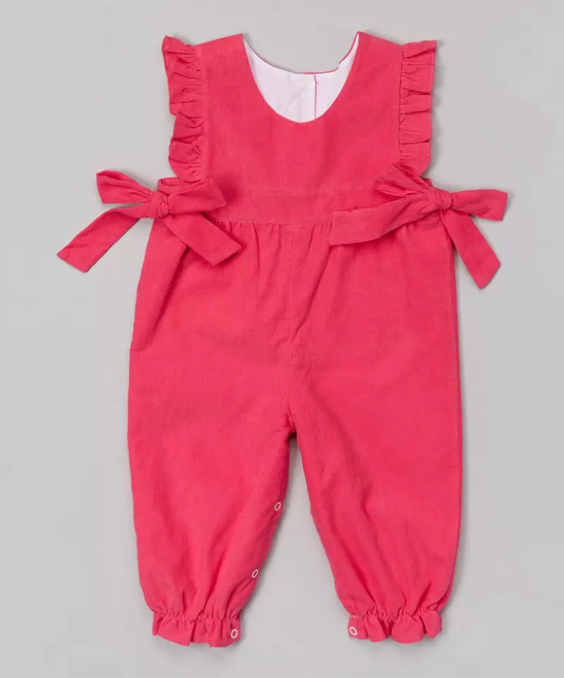 Infant/Toddler Pink Corduroy Bow Romper