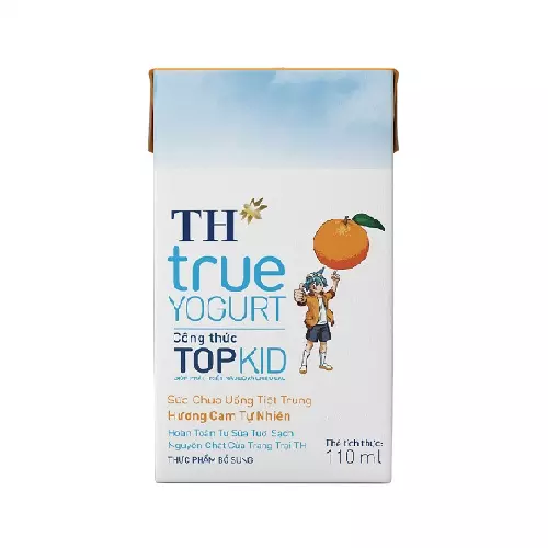 Vietnam Dairy Product TH True MILK - TH True Yogurt TOPKID 110ml Sterilized With Strawberry And Orange Flavors