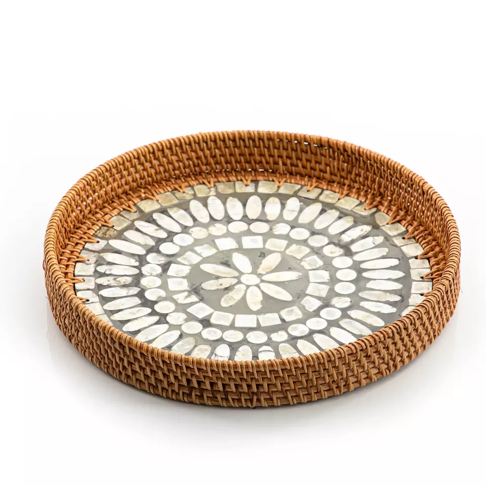 Simple Rattan Knitting Fruit Tray for Restaurant Cafe Home Decoration