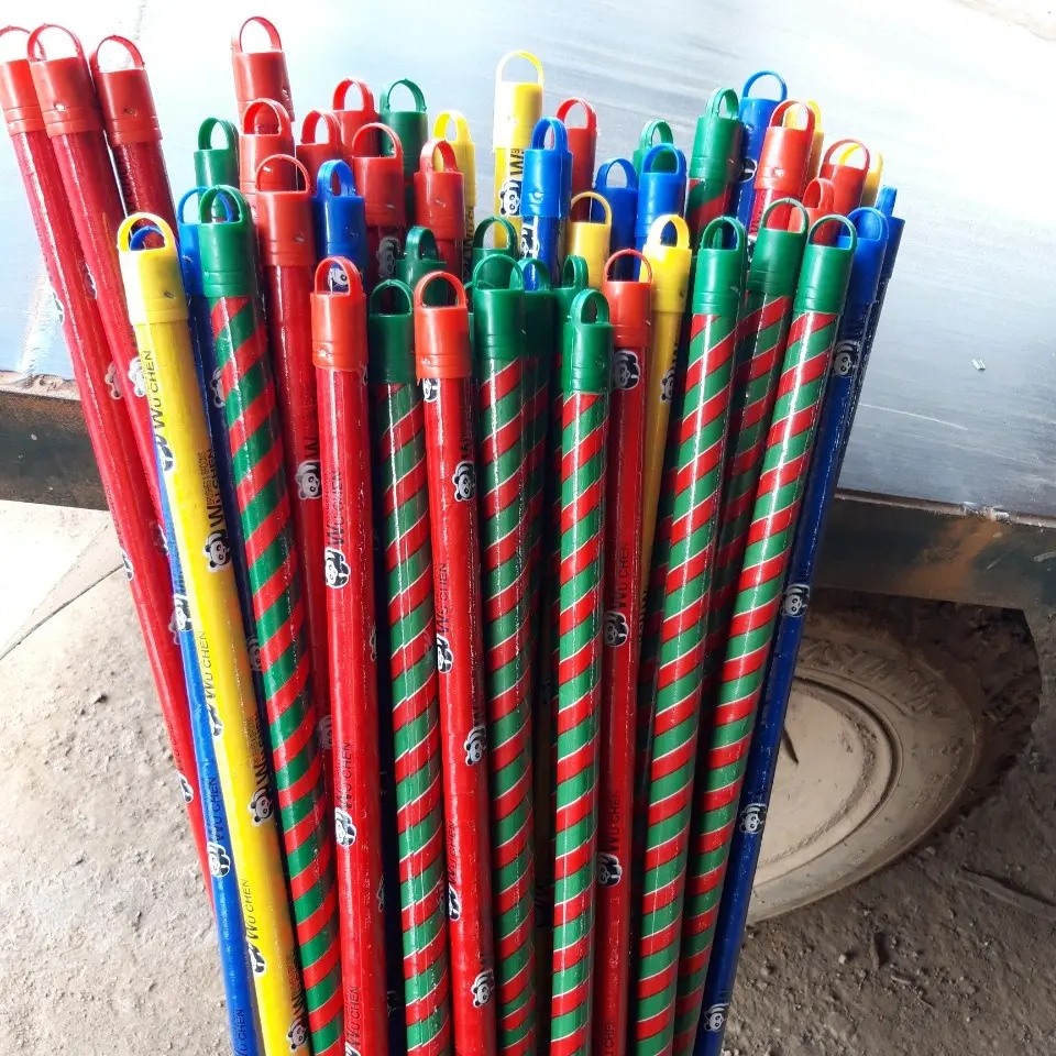Best quality Wooden Sticks panda and trip Color PVC Wooden Broom Handle in Vietnam