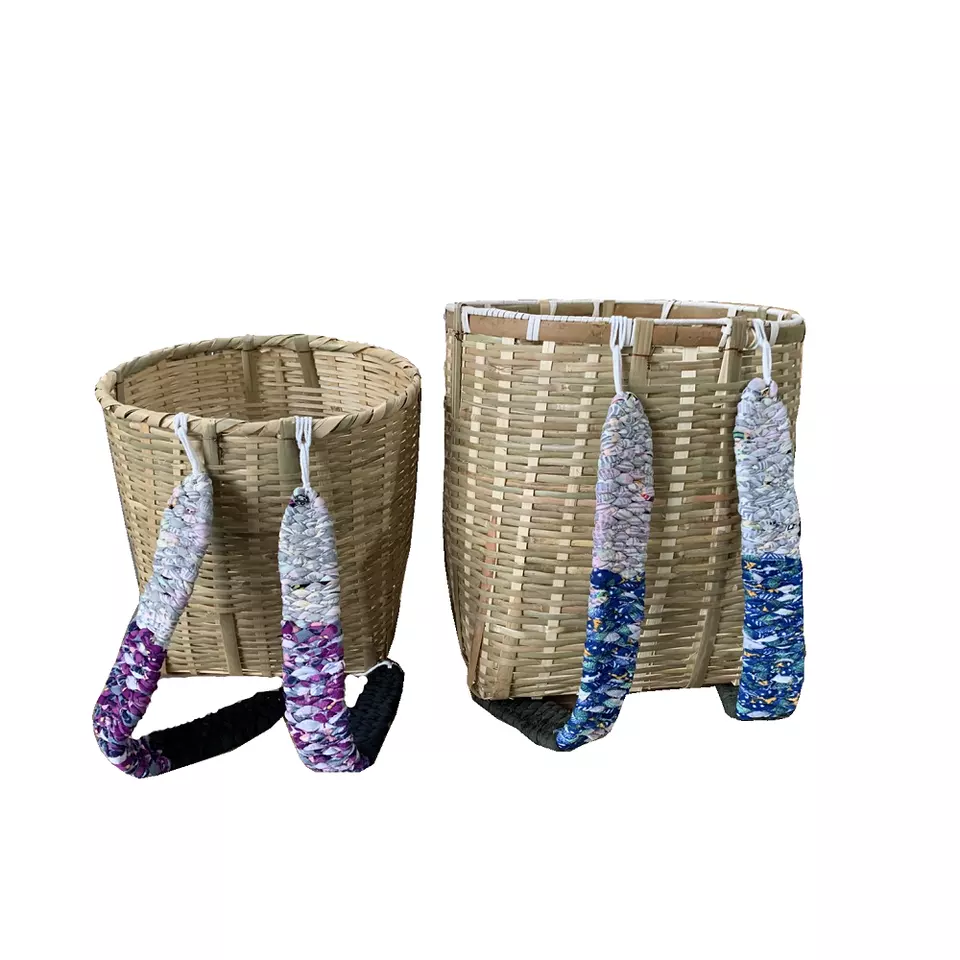 High Quality Grade A Traditional Style Back Bamboo Basket Handmade Basket With Sling