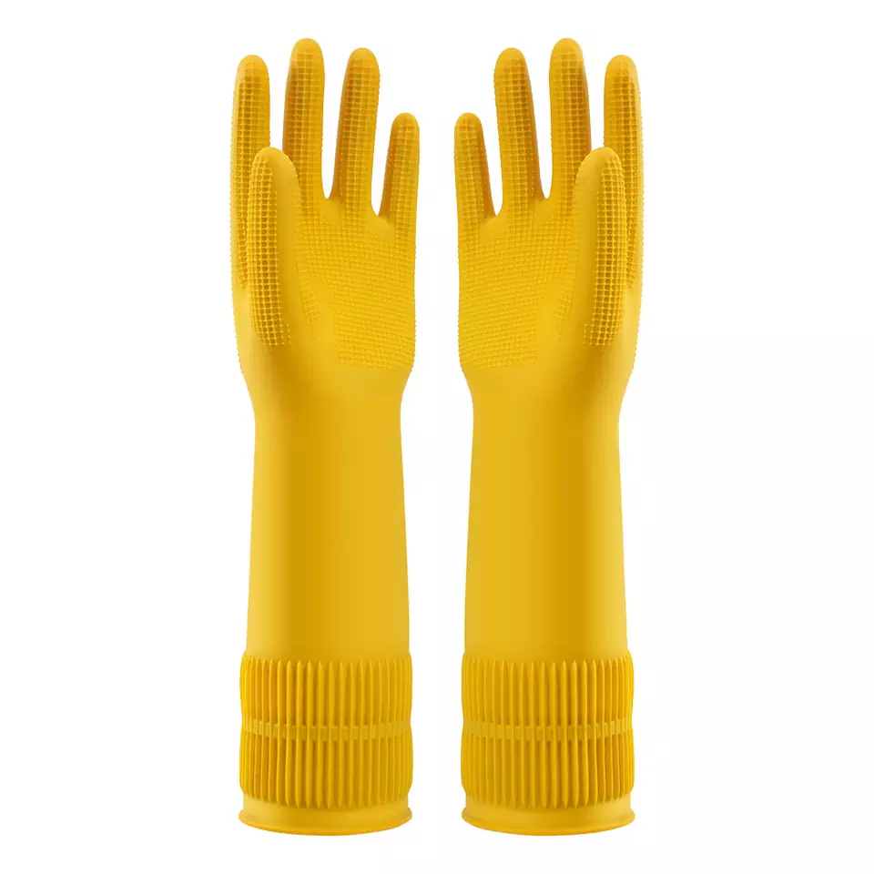 Nam Long Rubber Household Gloves for Kitchen size M (35cm) with 100% natural latex protect skin hand use for cleaning