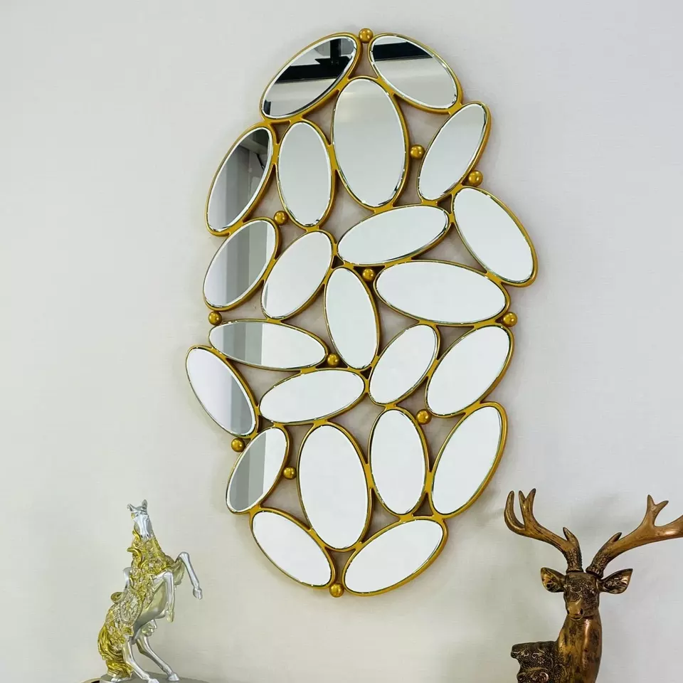 Modern Style High Quality Disassembly Design Irregular Shape Glass Mirror Metal Frame Decorative Wall 80*80cm