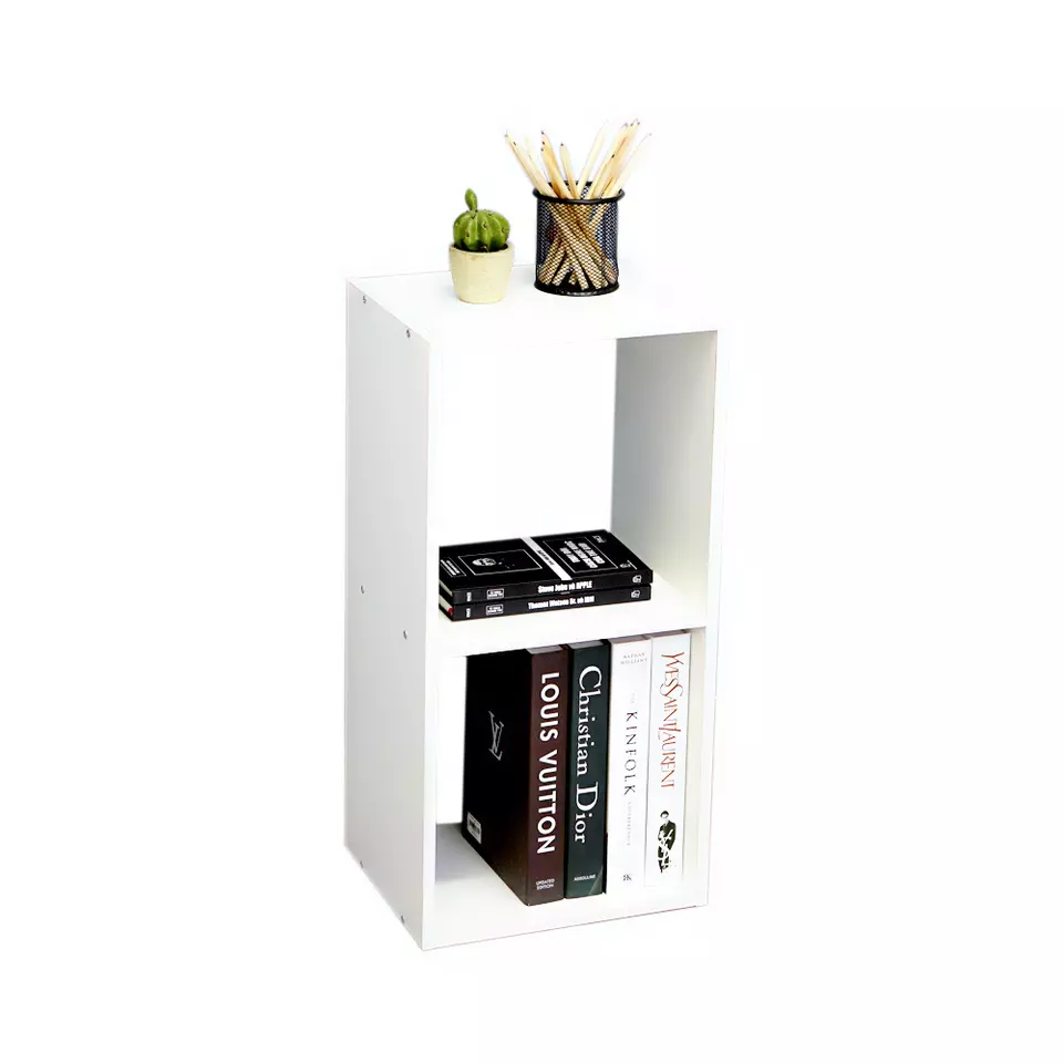 Home office Wood Bookshelf Factory price for 2 storey-White honeycomb Bookshelf-GP110A