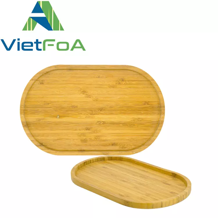 Bamboo Oval Tray Manufacturer Natural Black Laser Viet FOA Decor Customized Logo Blocks Piece Packaging Food Pcs