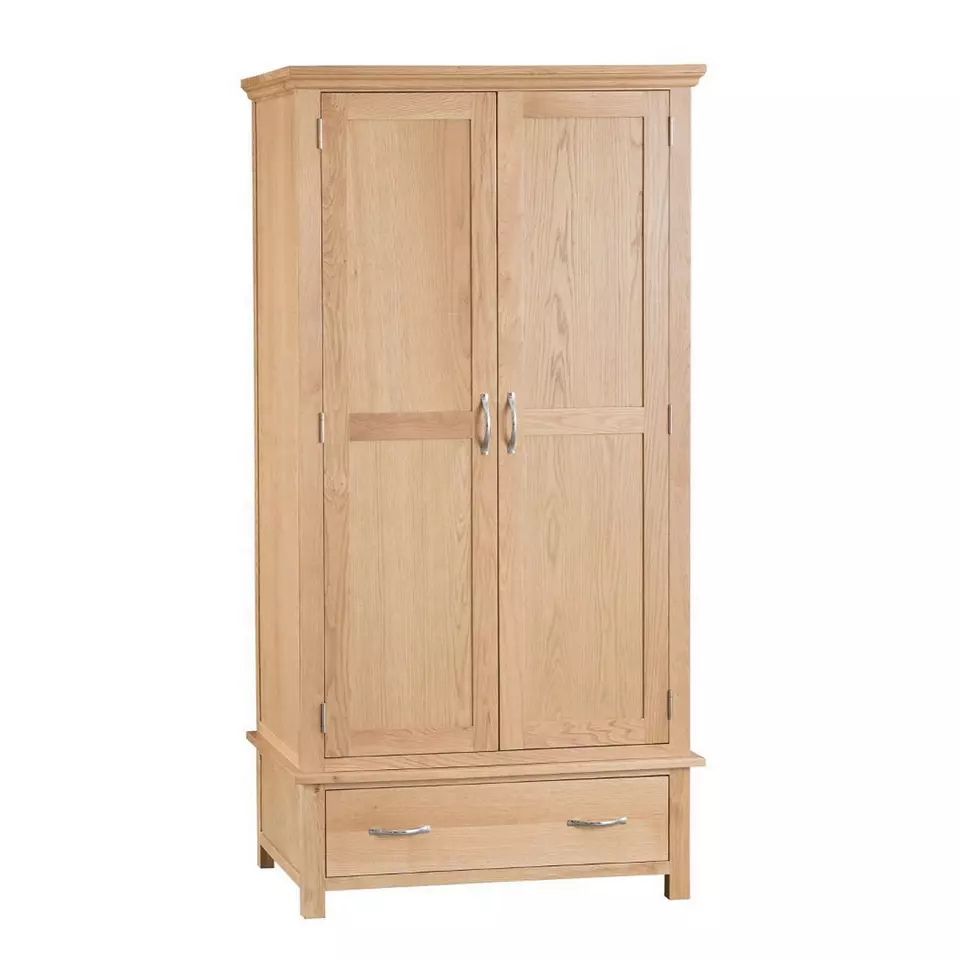 Wooden 2 Door Wardrobe with 2 Drawers Bedroom Storage (L100 x W57 x H192) (cm)